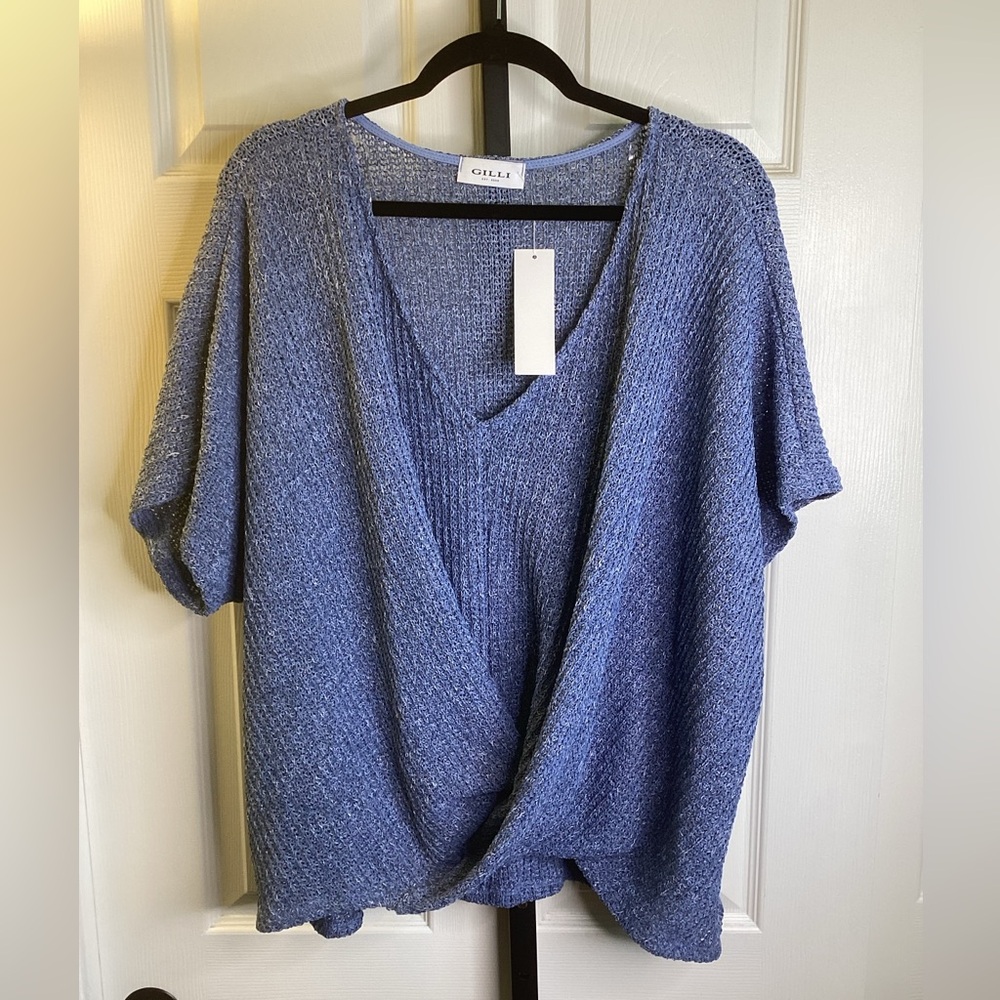 Gilli Heather Blue Knit Sweater, size 1 X, NWT